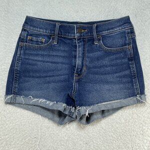 Hollister Women’s Blue Denim Sz 0 High Rise Short Short Vintage Stretch 24x2.5